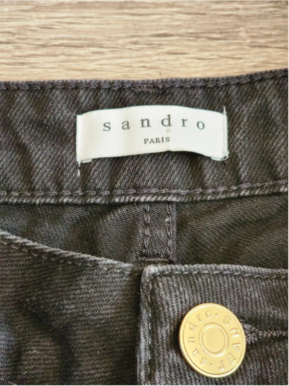 SANDRO Snapy Snap-Detailed Black High Rise Bootcut Jeans $295 Size 40 8 M - Picture 5 of 7
